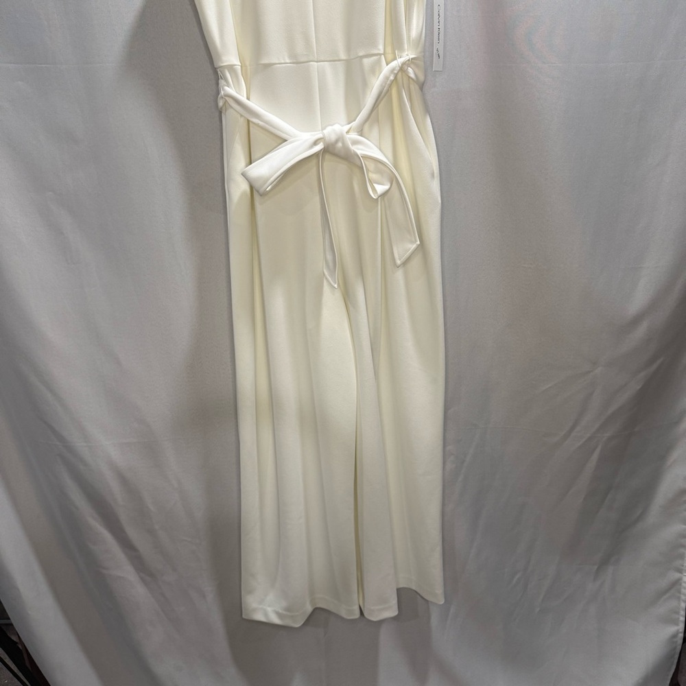 Calvin Klein Ivory Ruffle-Trim Jumpsuit - Picture 3 of 11